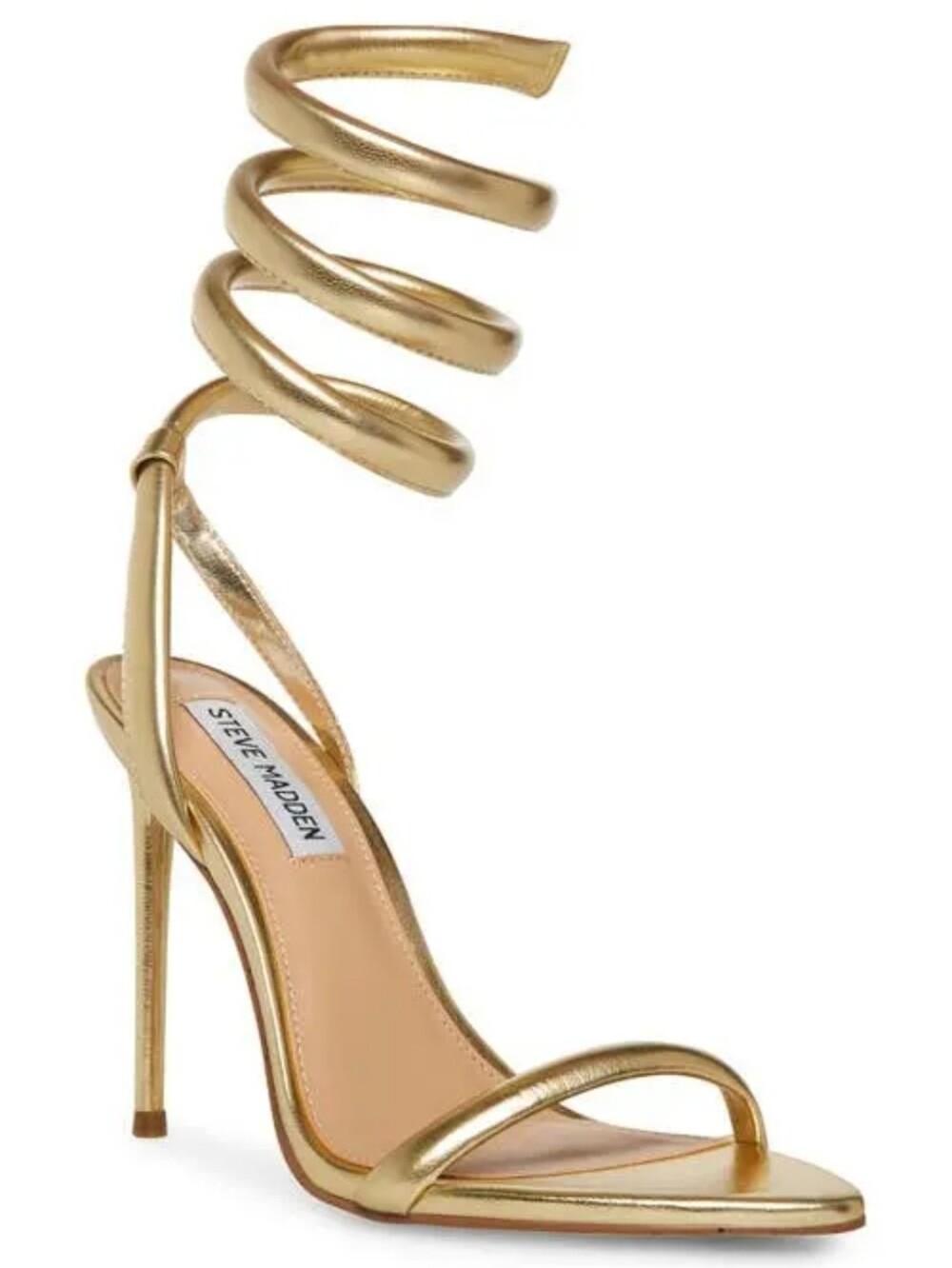 STEVE MADDEN Gold Bali Wraparound Strap Sandal Stiletto Heels